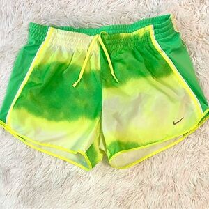 Nike 4” Dri-Fit Tempo Neon green tie dye athletic Shorts with built in liner med